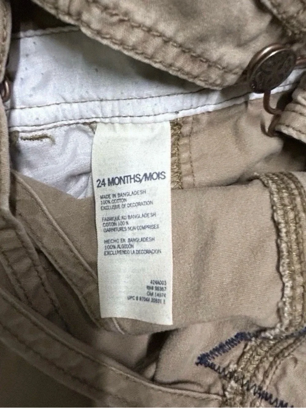 Toddler Boy Oshkosh B’gosh Khaki Overalls Size 18-24 Months